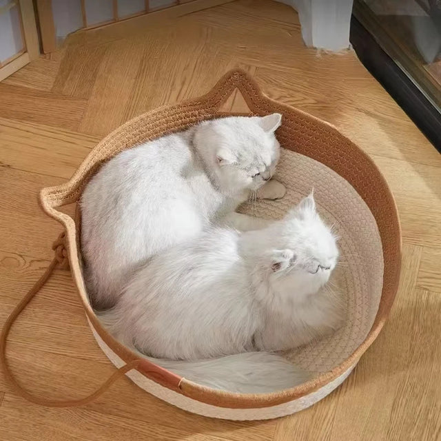 El Örgüsü Rattan Kedi Yatağı — Serinletici Yazlık Uyku Evi