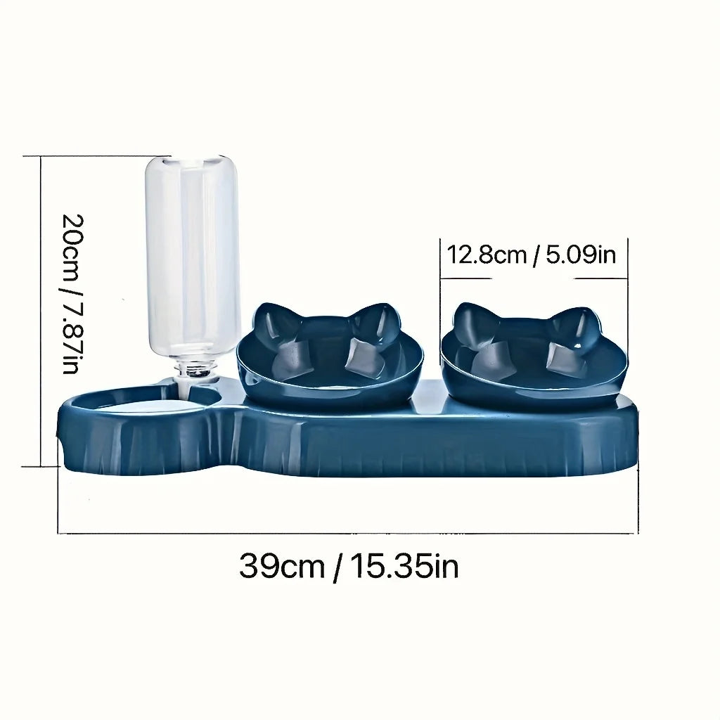 3-in-1 geneigtes Haustiernapf-Set mit Schwerkraft-Wasserspender – alternate view 3 of 10