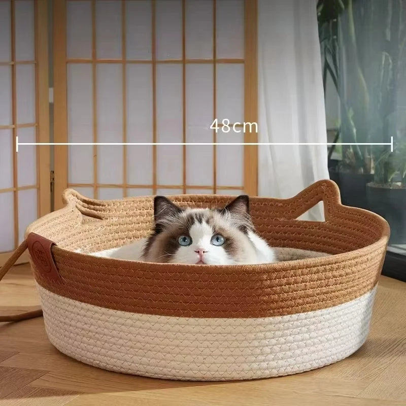 Hand-Woven Rattan Cat Bed — Cooling Summer Sleeping House – alternate view 3 of 9