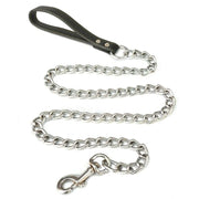 Heavy-Duty Metal Chain Dog Leash with Leather-Style Handle – alternate view 2 thumbnail