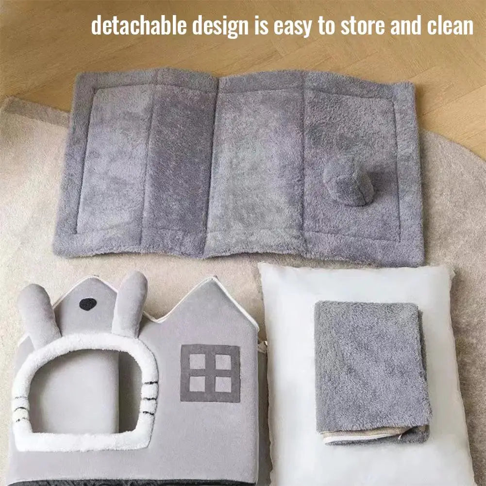 Foldable Winter Pet House — Warm Double-Roof Bed for Small Pets – alternate view 3 of 7