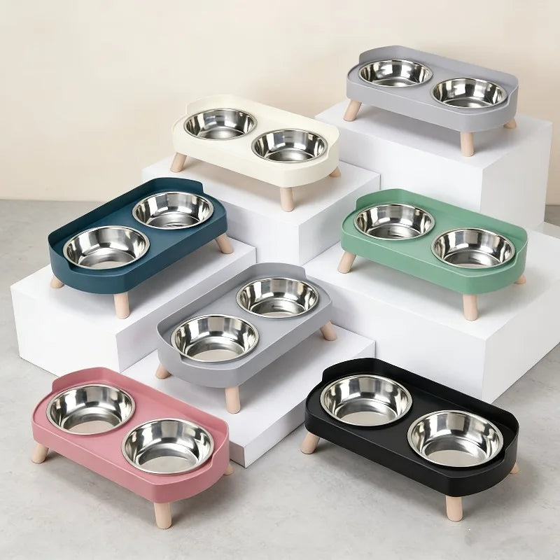 Elevated Anti-Vomiting Pet Bowl Set for Cats & Small Dogs – Pet Feeding