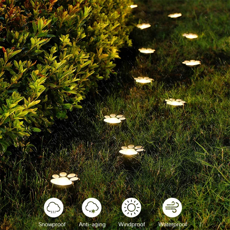 Solarbetriebene Pfotenabdruck-Gartenleuchten (4er-Pack) – alternate view 4 of 8