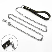 Heavy-Duty Metal Chain Dog Leash with Leather-Style Handle – Dog Walking thumbnail
