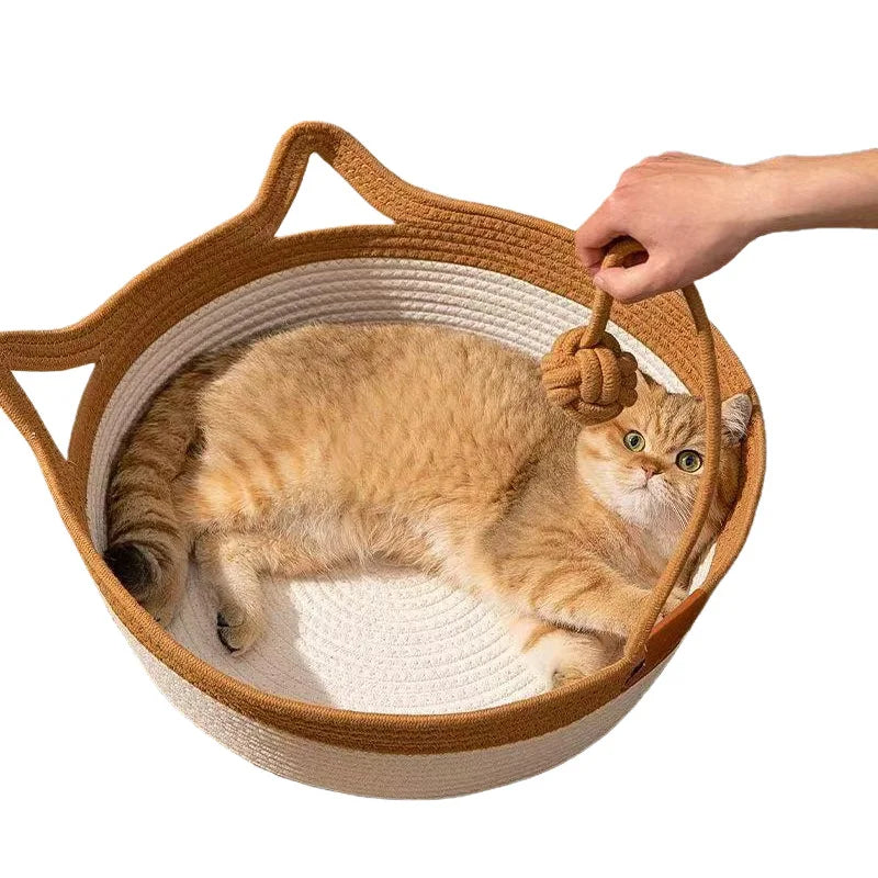 Hand-Woven Rattan Cat Bed — Cooling Summer Sleeping House – alternate view 6 of 9