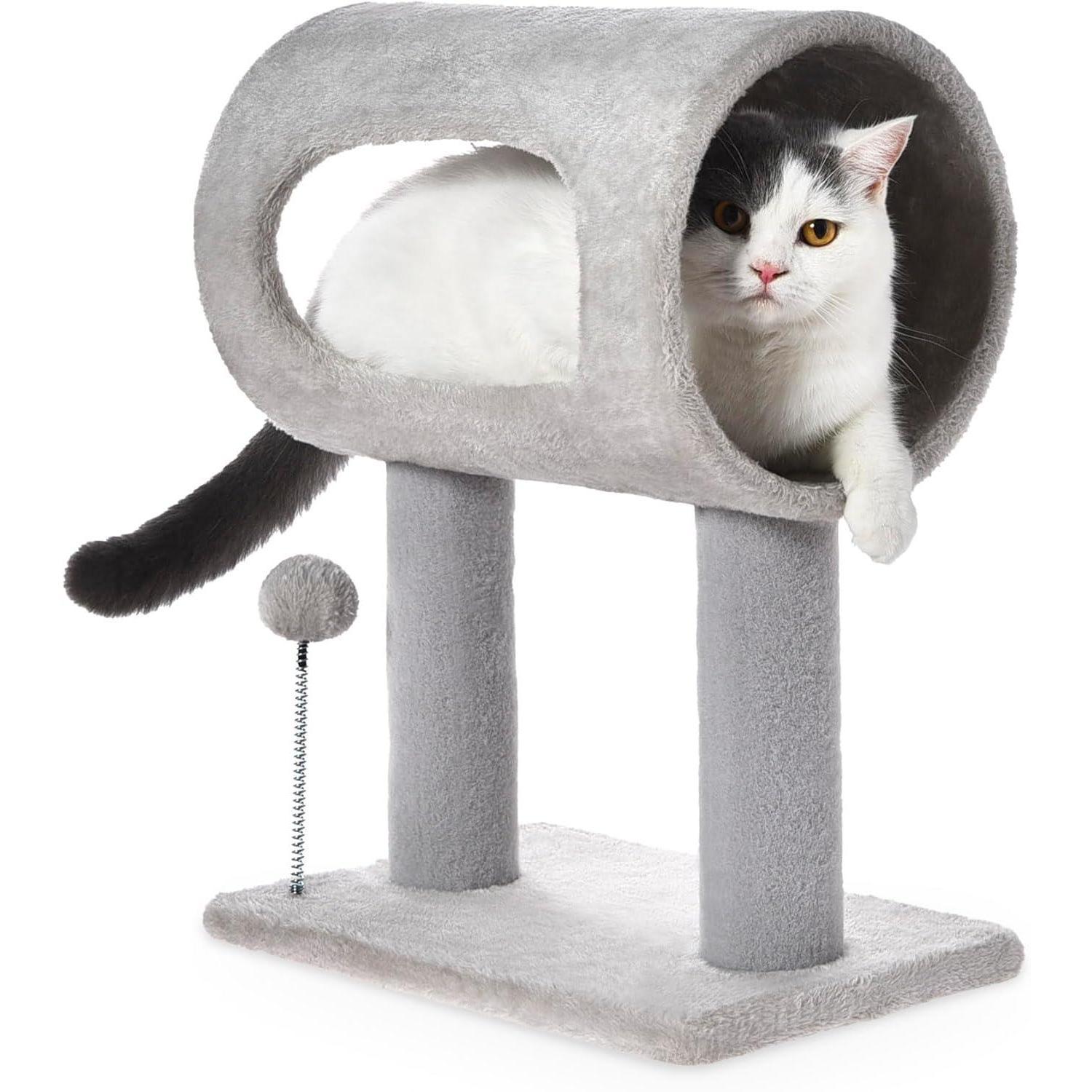 Indoor Cat Tree with Tunnel, Bed & Scratching Post – Cat Furniture