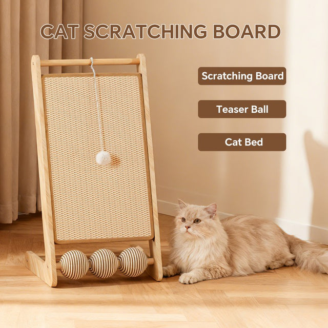 Large Vertical Sisal Cat Scratcher with Hanging Teaser Ball