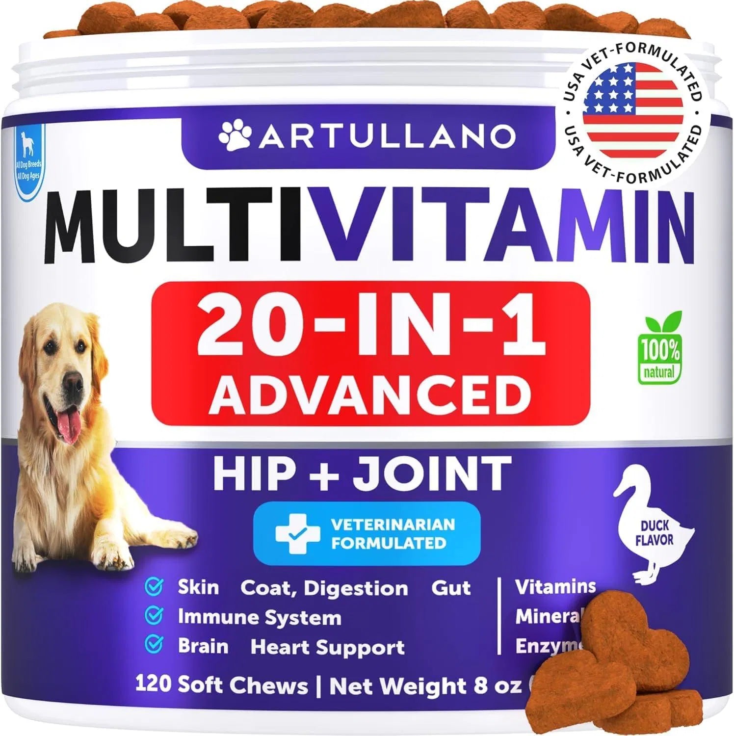 20-in-1 Dog Multivitamin Chews with Glucosamine — Daily Wellness Support